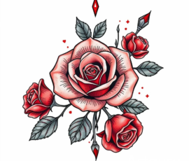 Free Tattoo Flash-Roses 17