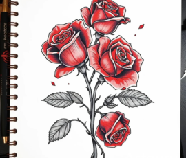 Free Tattoo Flash-Roses 8