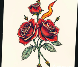 Free Tattoo Flash-Roses 20