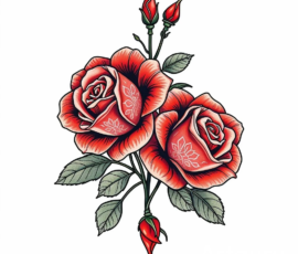 Free Tattoo Flash-Roses 28