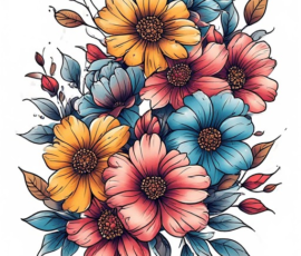 Free Tattoo Flash: Floral Arrangements 4
