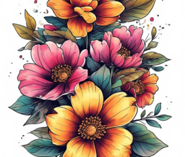 Free Tattoo Flash: Floral Arrangements 5