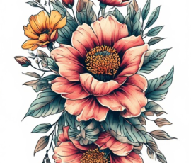 Free Tattoo Flash: Floral Arrangements 6
