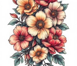 Free Tattoo Flash: Floral Arrangements 7