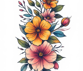 Free Tattoo Flash: Floral Arrangements 8