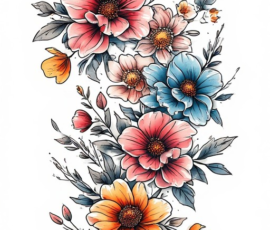 Free Tattoo Flash: Floral Arrangements 9