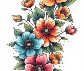 Free Tattoo Flash: Floral Arrangements 11