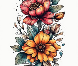 Free Tattoo Flash: Floral Arrangements 12