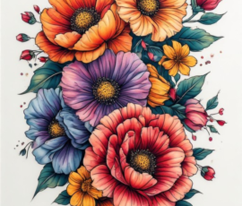Free Tattoo Flash: Floral Arrangements 14