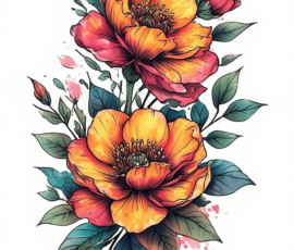 Free Tattoo Flash: Floral Arrangements 15