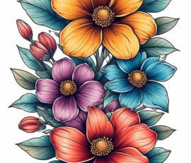 Free Tattoo Flash: Floral Arrangements 16