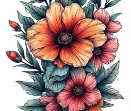 Free Tattoo Flash: Floral Arrangements 17