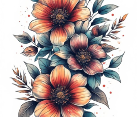 Free Tattoo Flash: Floral Arrangements 18