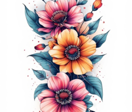 Free Tattoo Flash: Floral Arrangements 20