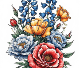 Free Tattoo Flash: Floral Arrangements 25