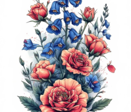 Free Tattoo Flash: Floral Arrangements 32