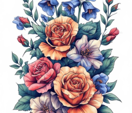 Free Tattoo Flash: Floral Arrangements 33