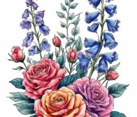 Free Tattoo Flash: Floral Arrangements 34