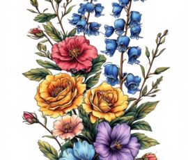 Free Tattoo Flash: Floral Arrangements 35