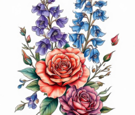 Free Tattoo Flash: Floral Arrangements 36