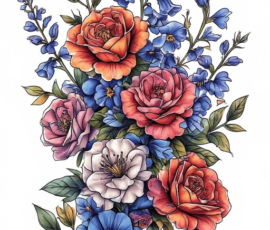 Free Tattoo Flash: Floral Arrangements 38