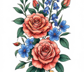 Free Tattoo Flash: Floral Arrangements 39