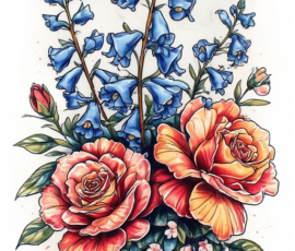 Free Tattoo Flash: Floral Arrangements 40