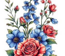 Free Tattoo Flash: Floral Arrangements 41