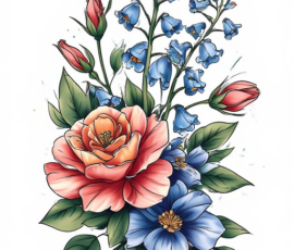 Free Tattoo Flash: Floral Arrangements 42