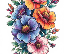 Free Tattoo Flash: Floral Arrangements 43