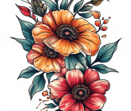 Free Tattoo Flash: Floral Arrangements 52