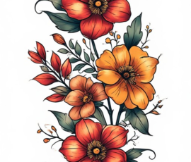 Free Tattoo Flash: Floral Arrangements 53 Flower tattoo flash