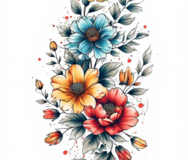 Free Tattoo Flash: Floral Arrangements 54