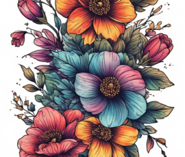 Free Tattoo Flash: Floral Arrangements 44