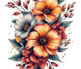Free Tattoo Flash: Floral Arrangements 55