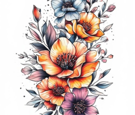 Free Tattoo Flash: Floral Arrangements 46