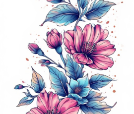 Free Tattoo Flash: Floral Arrangements 48
