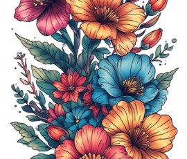 Free Tattoo Flash: Floral Arrangements 49