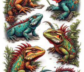 Free Tattoo Flash: Lizards 16
